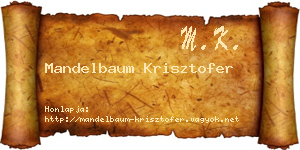 Mandelbaum Krisztofer névjegykártya